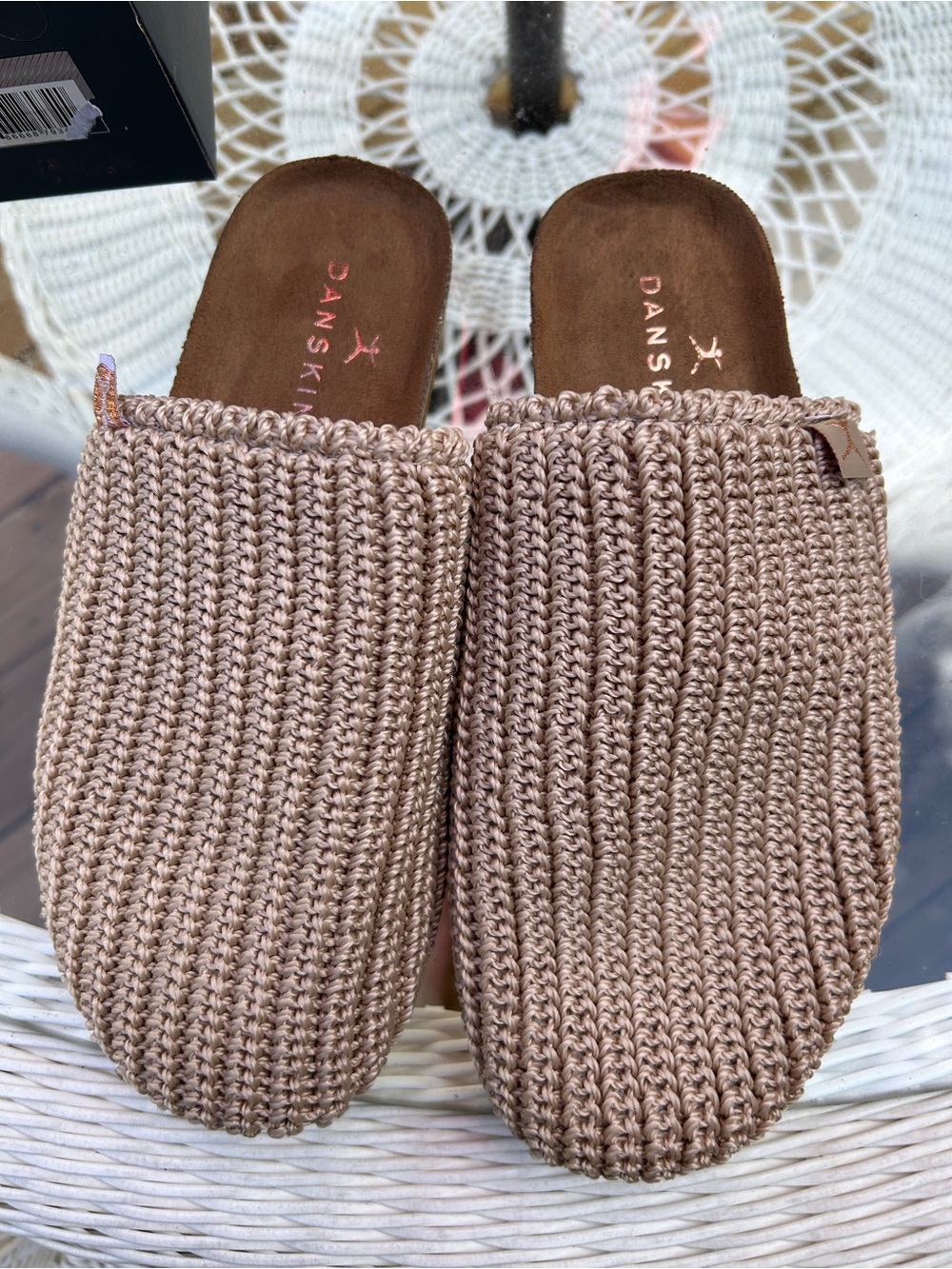 Danskin Knit Slip-On Mules in Taupe Size 7.5